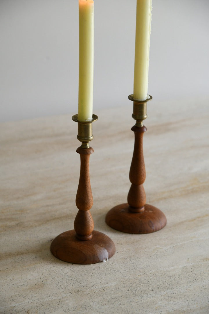 Brass & Wood Candlestick