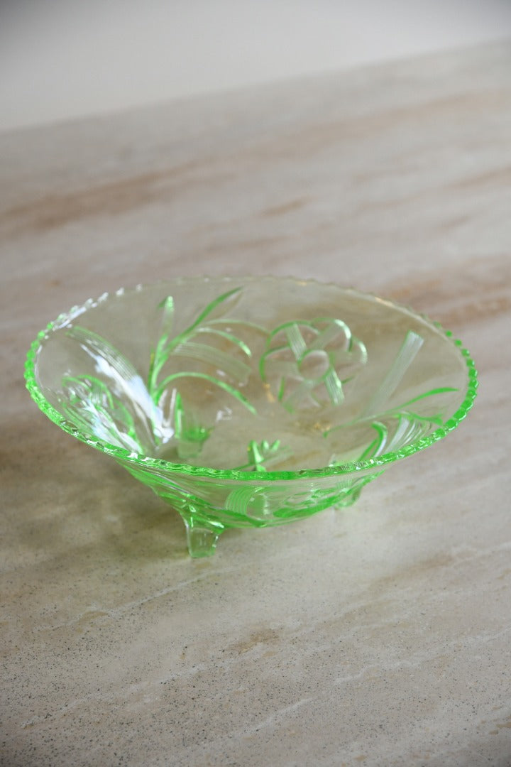 Vintage 1930s Green Glass Bowl