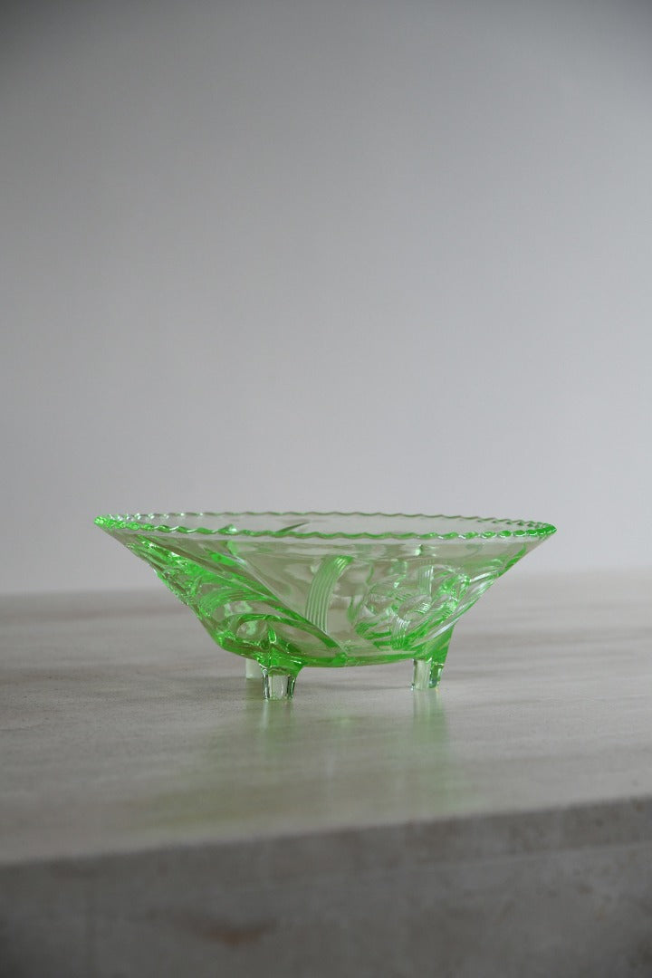 Vintage 1930s Green Glass Bowl