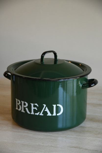 Large Green Enamel Bread Bin