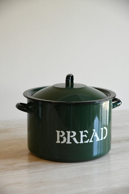 Large Green Enamel Bread Bin