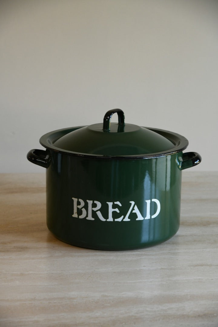 Large Green Enamel Bread Bin