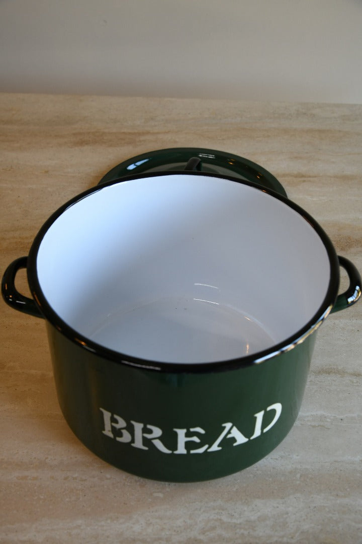 Large Green Enamel Bread Bin