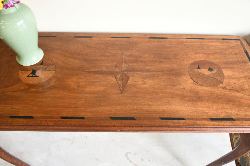 Oak & Walnut Inlaid Table