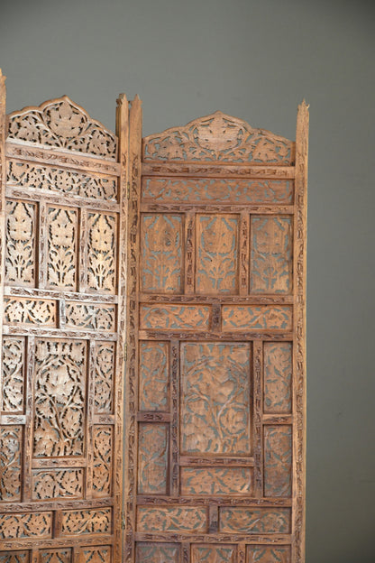 Pierced & Carved Teak Indian Privacy Screen