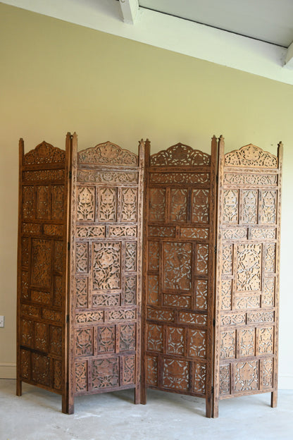 Pierced & Carved Teak Indian Privacy Screen