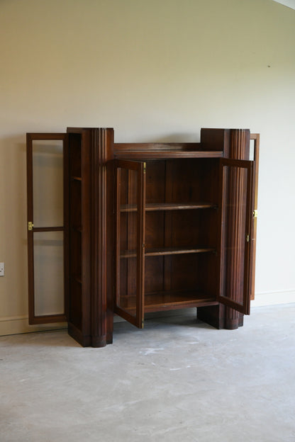 1930s Walnut Glazed Bookcase