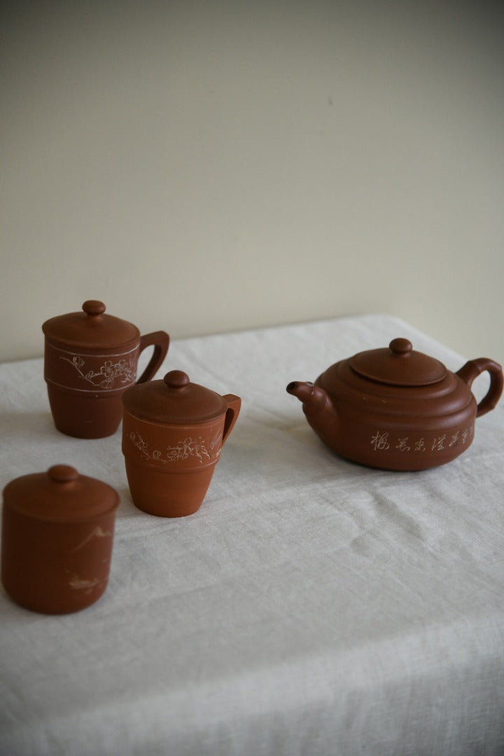 Chinese Red Clay Teapot & Cups