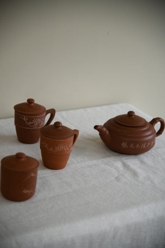 Chinese Red Clay Teapot & Cups