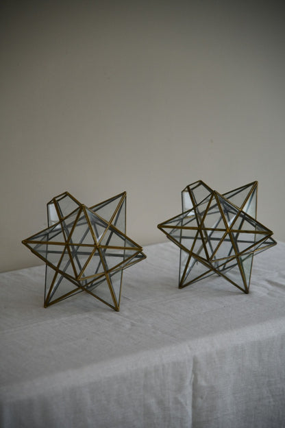 Pair Star Glazed Lampshades