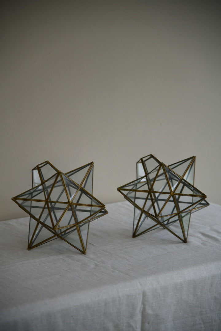 Pair Star Glazed Lampshades