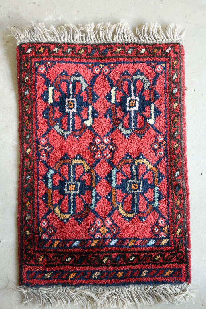 Small Red Afghan Wool Rug