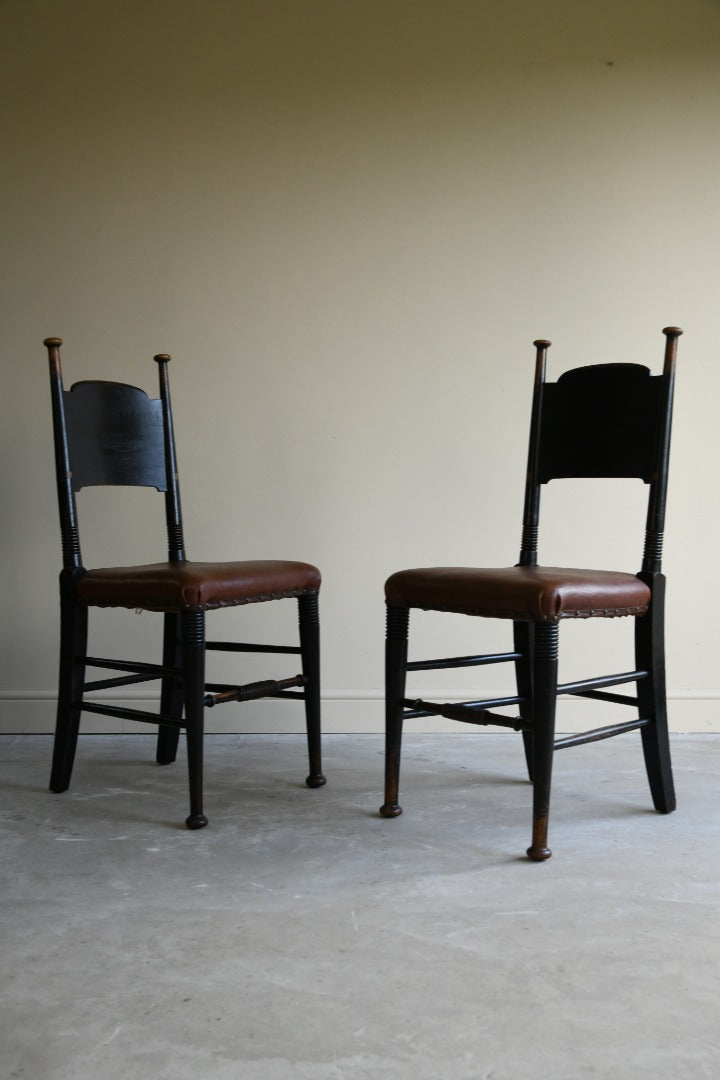 Pair Liberty & Co Ebonised Oak Occasional Chairs