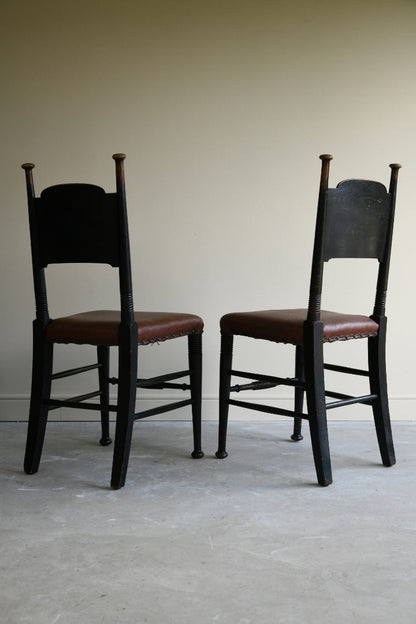 Pair Liberty & Co Ebonised Oak Occasional Chairs