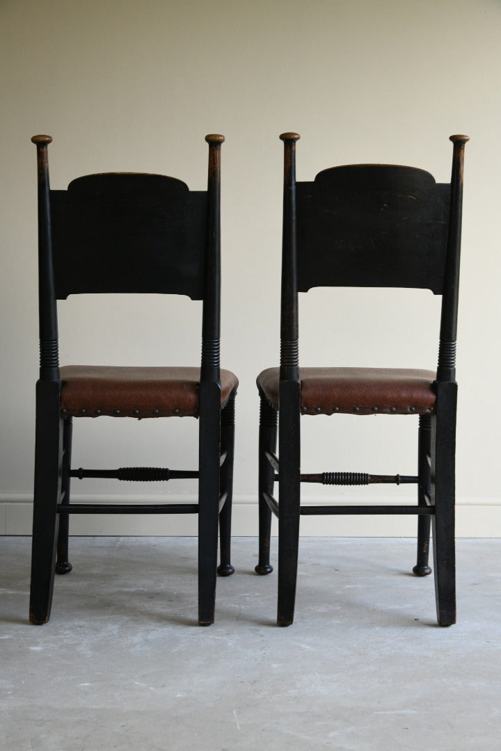 Pair Liberty & Co Ebonised Oak Occasional Chairs