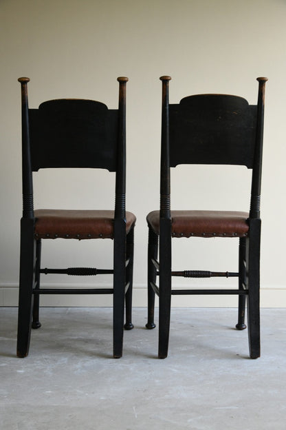Pair Liberty & Co Ebonised Oak Occasional Chairs