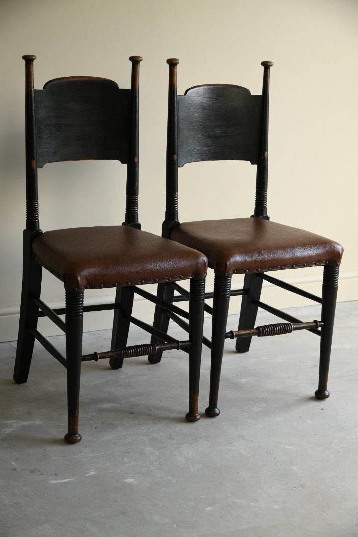 Pair Liberty & Co Ebonised Oak Occasional Chairs