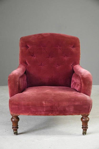 19th Century Upholstered Button Back Armchair