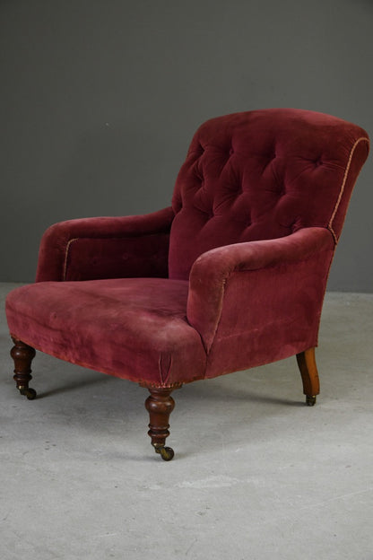 19th Century Upholstered Button Back Armchair