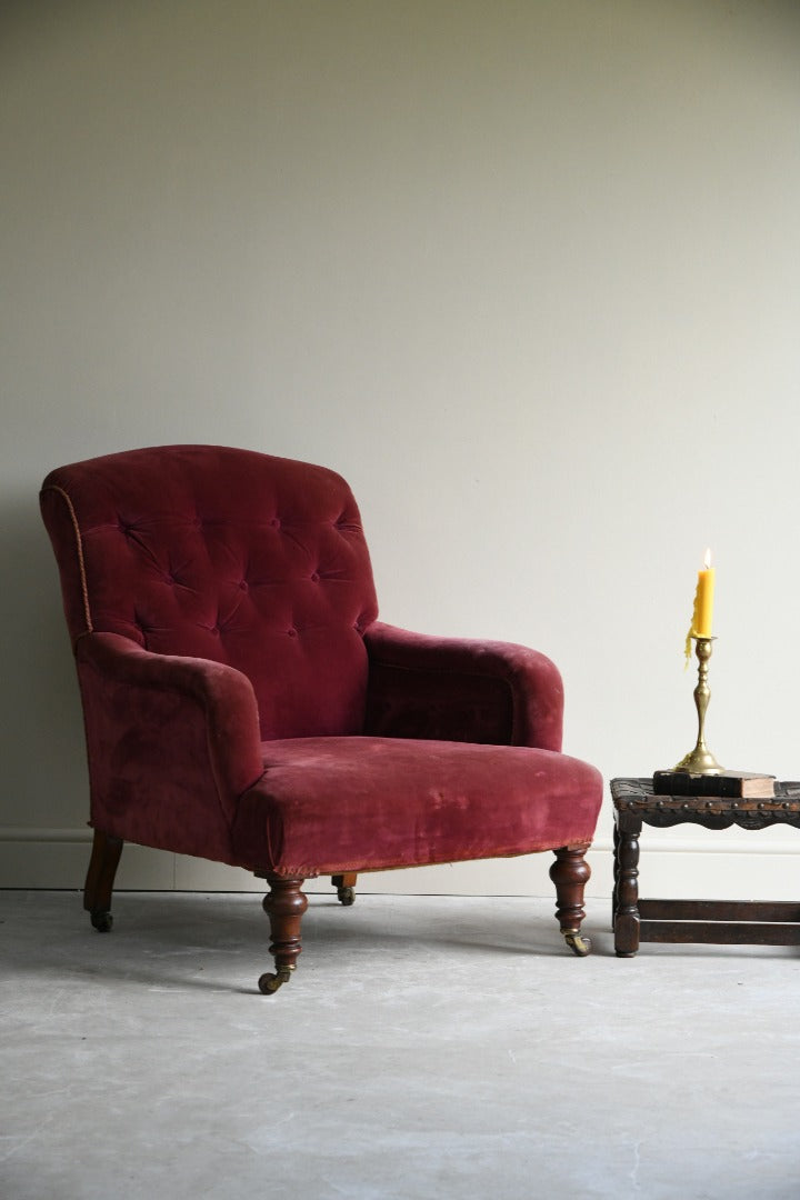 19th Century Upholstered Button Back Armchair