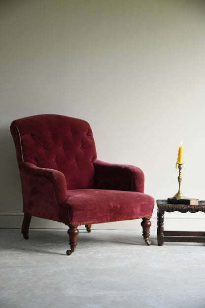 19th Century Upholstered Button Back Armchair