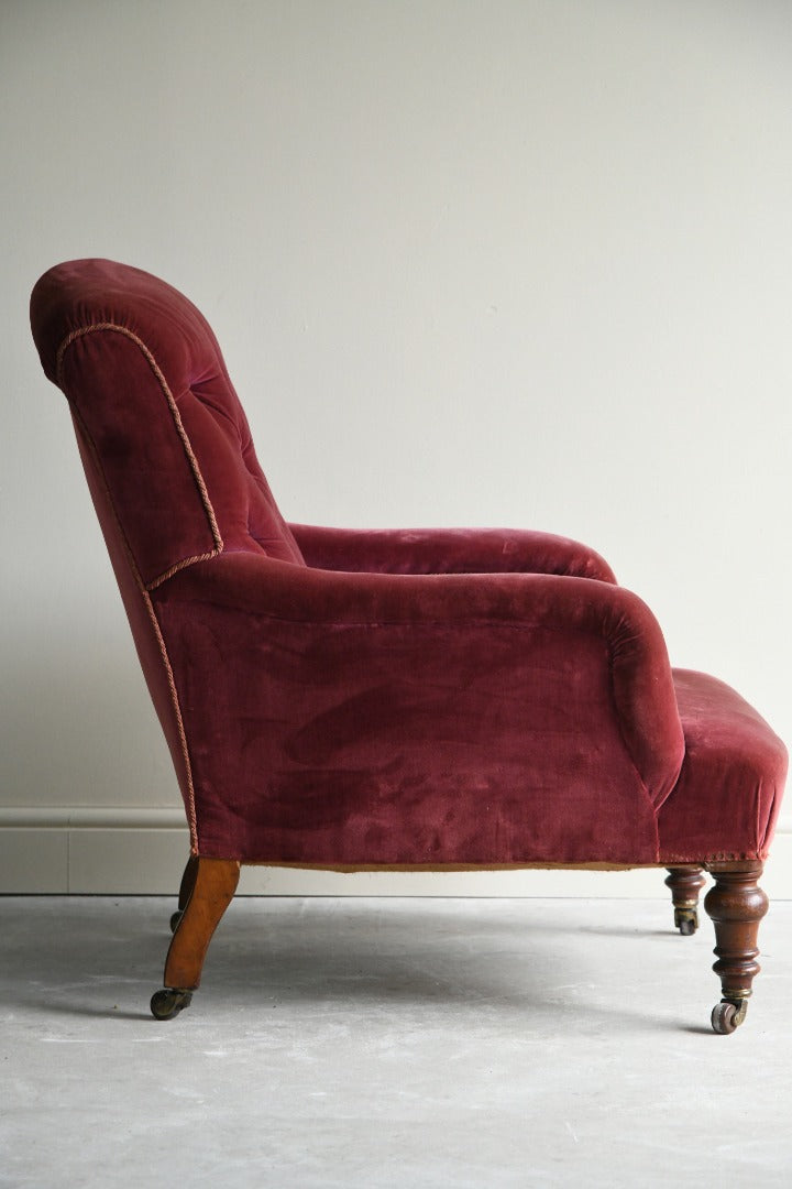 19th Century Upholstered Button Back Armchair