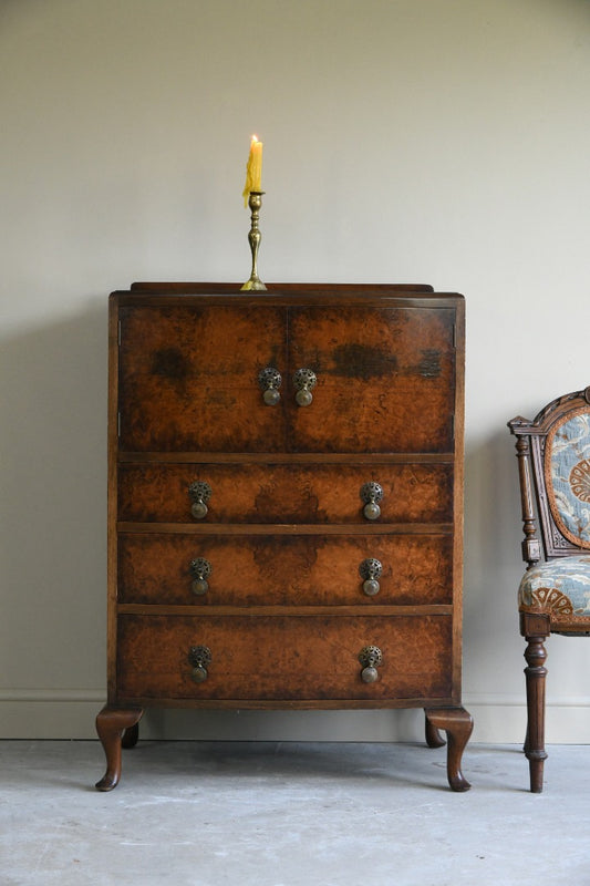 Vintage Burr Walnut Tallboy