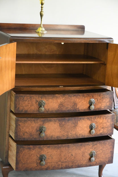 Vintage Burr Walnut Tallboy