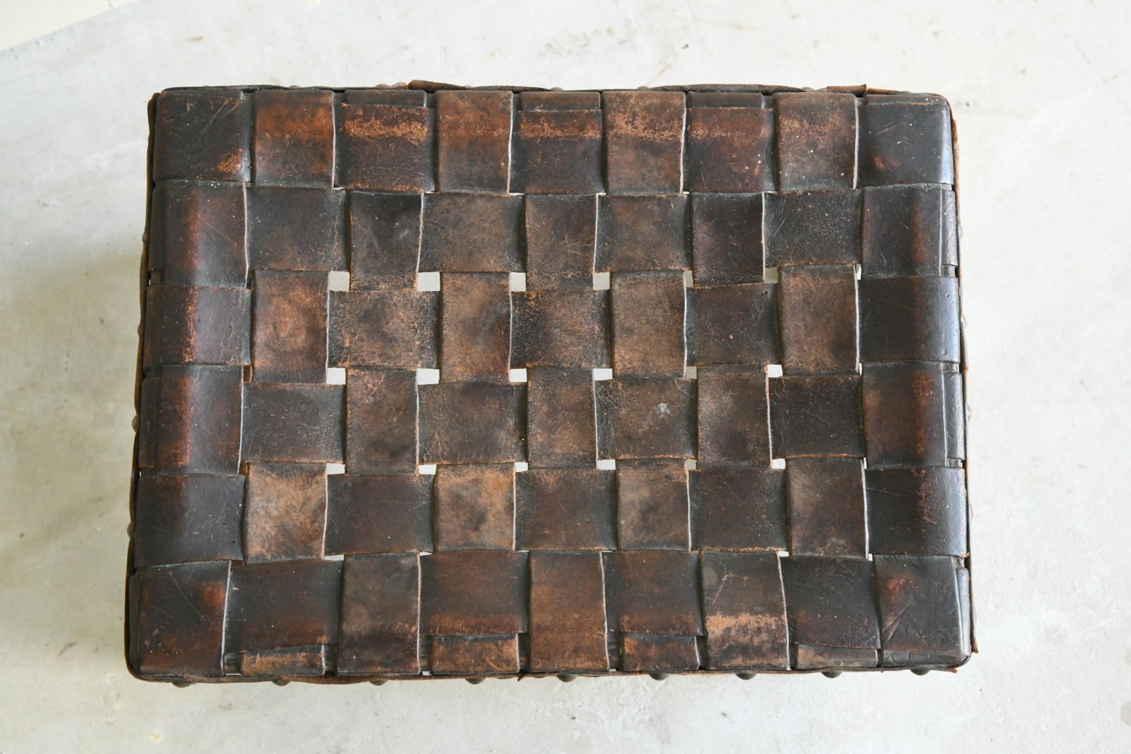 Early 20th Century Oak & Leather Stool