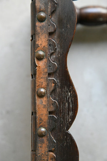 Early 20th Century Oak & Leather Stool