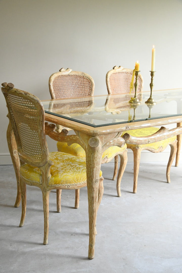 Vintage Faux Bois Limed Dining Table