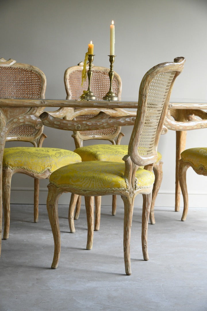 Set 6 Vintage Faux Bois Dining Chairs