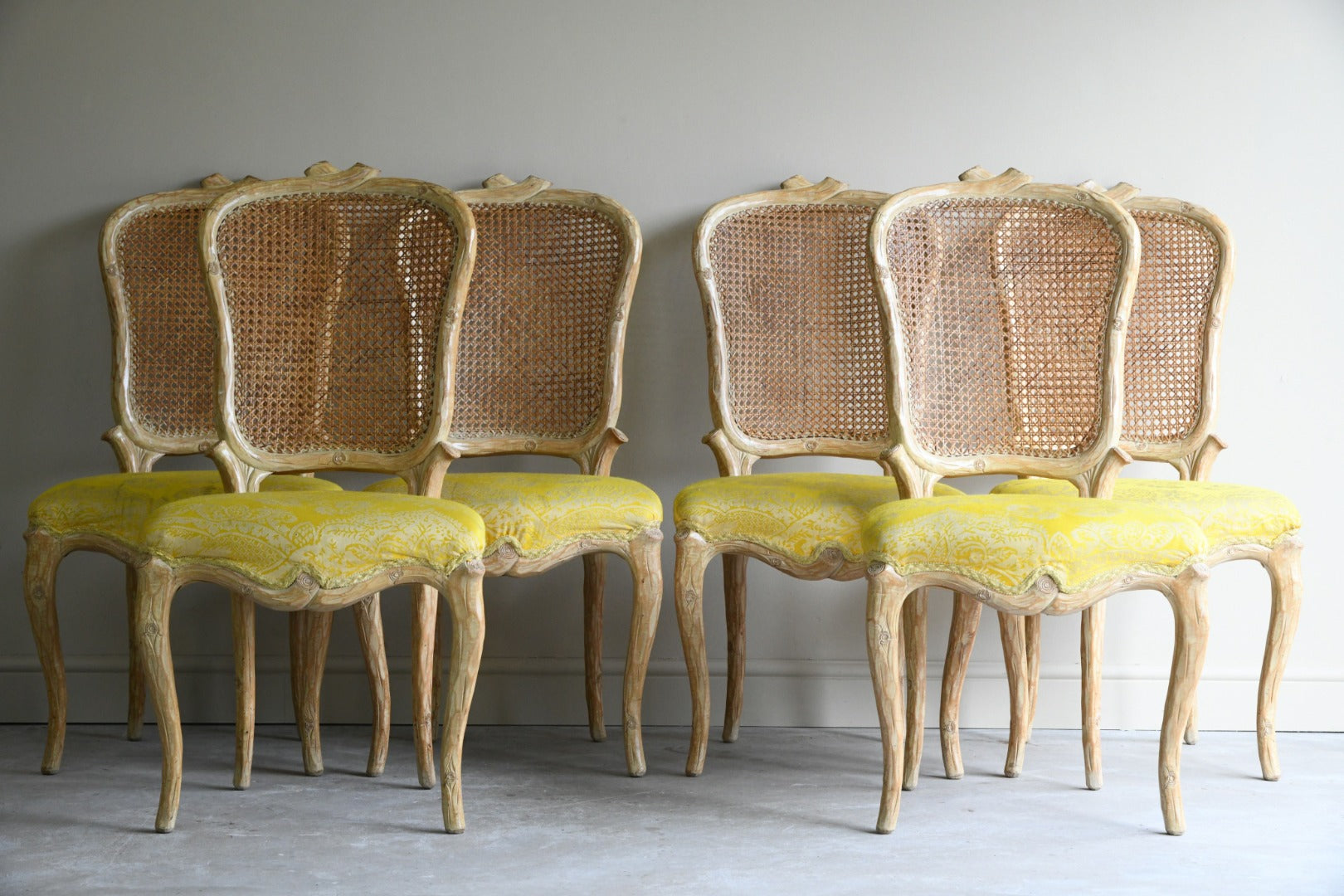 Set 6 Vintage Faux Bois Dining Chairs