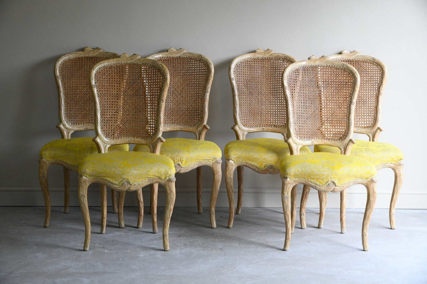 Set 6 Vintage Faux Bois Dining Chairs