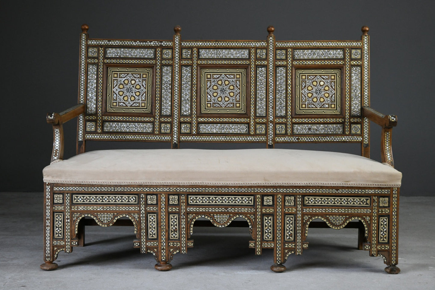 Vintage Inlaid Moorish Style Sofa