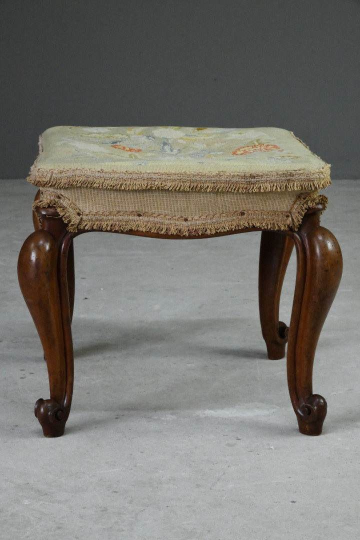 Victorian Walnut Upholstered Stool 