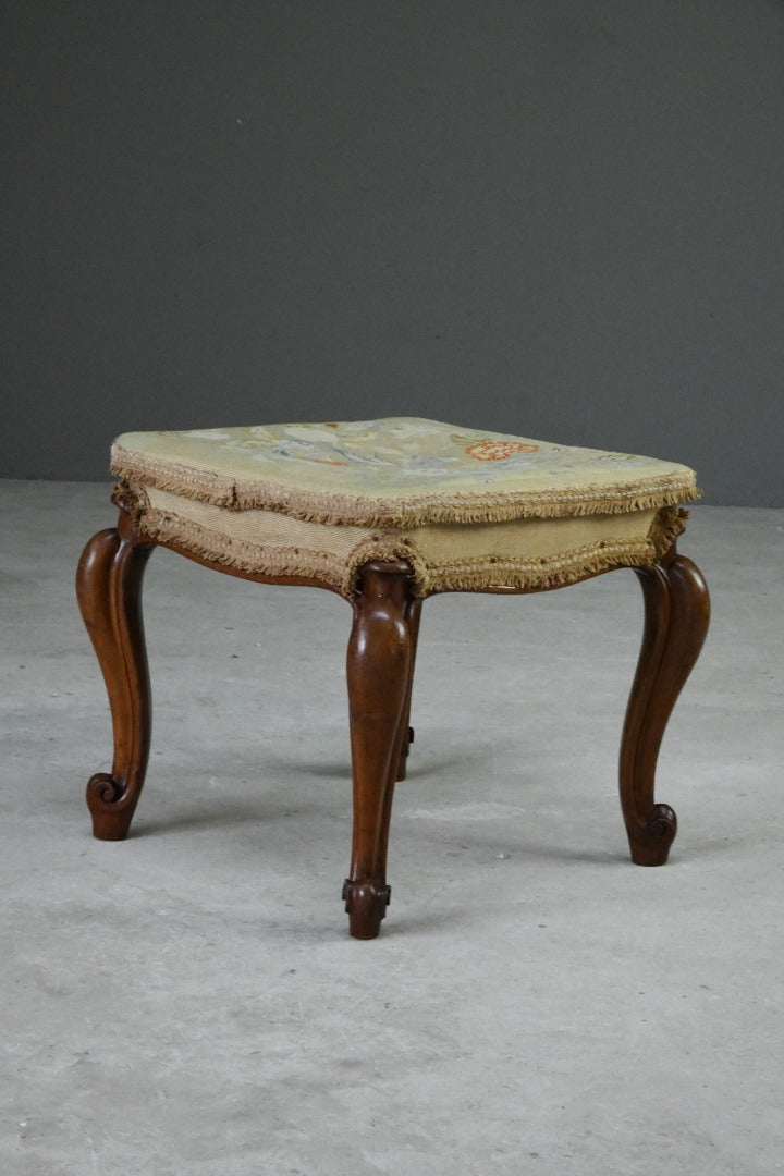 Victorian Walnut Upholstered Stool 