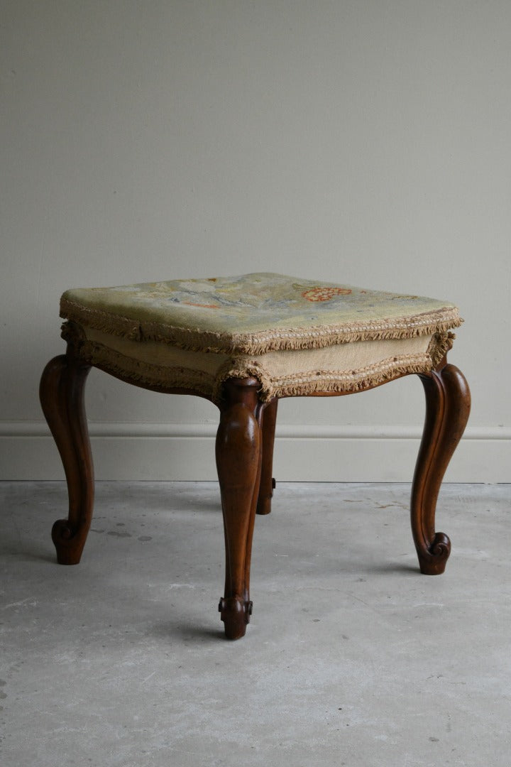 Victorian Walnut Upholstered Stool 