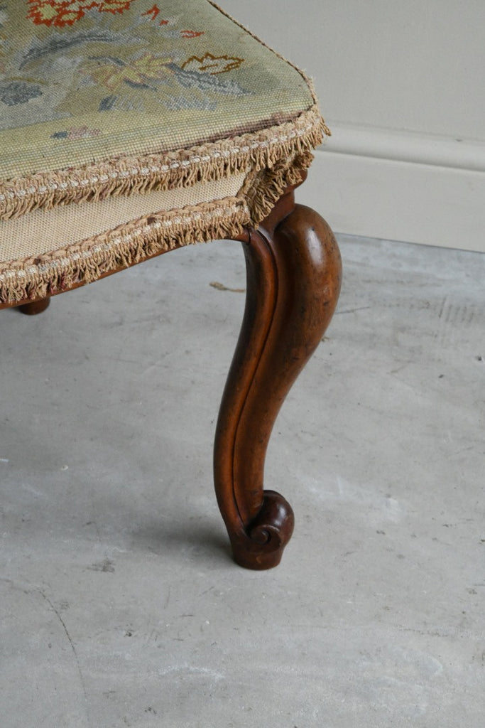 Victorian Walnut Upholstered Stool 