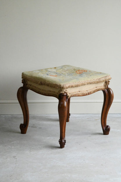 Victorian Walnut Upholstered Stool 