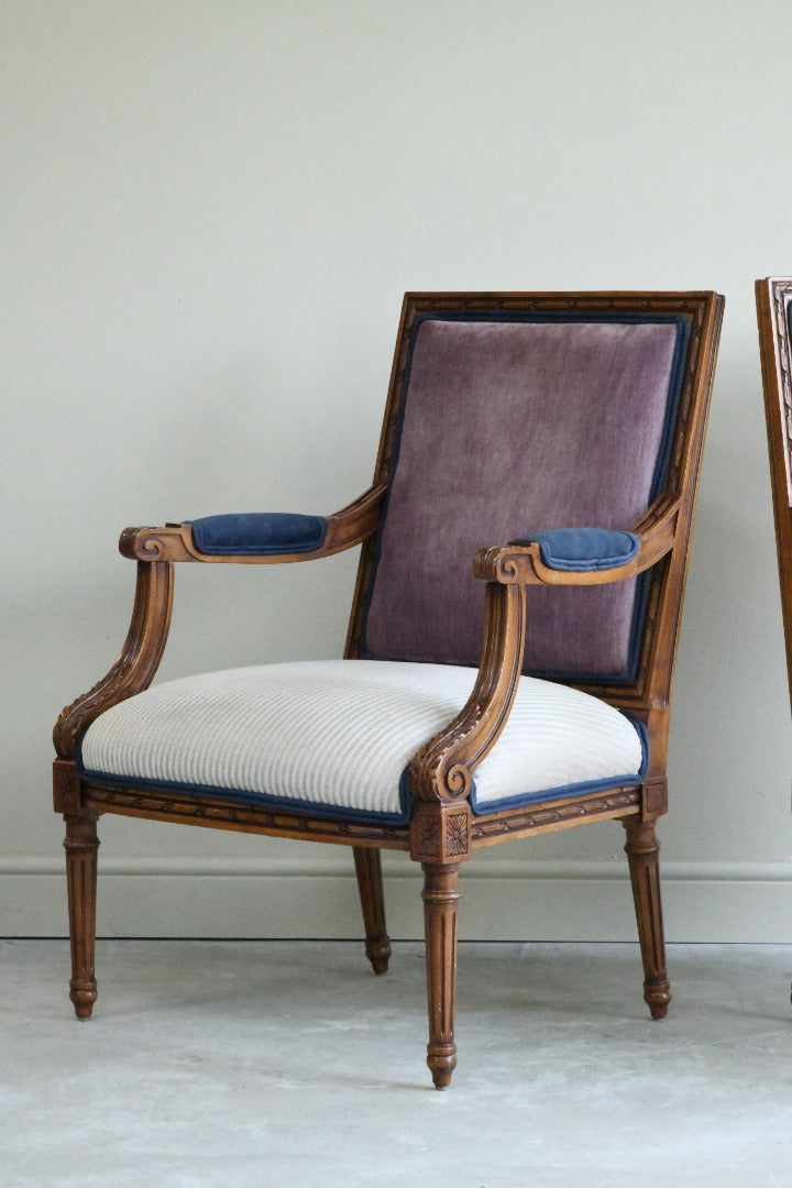 Pair French Style Upholstered Armchairs