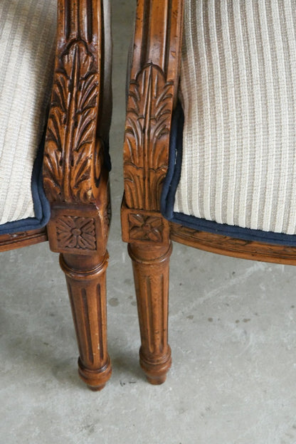 Pair French Style Upholstered Armchairs