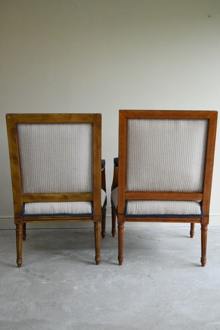 Pair French Style Upholstered Armchairs