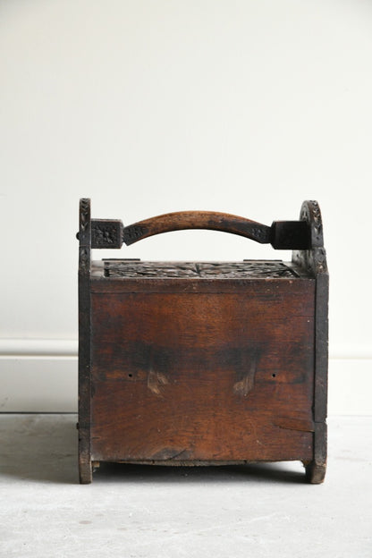 Carved Oak Coal Scuttle