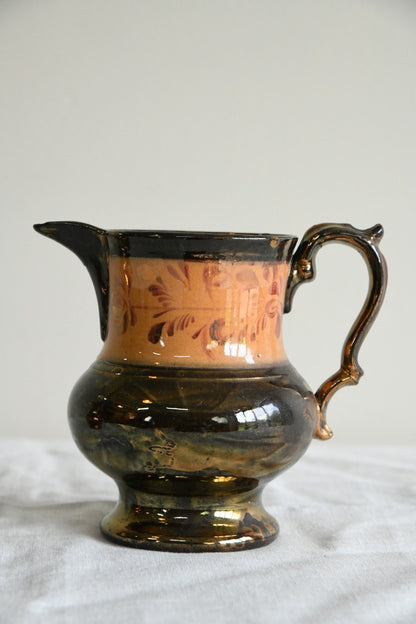 2 x Antique Copper Lustre Jugs