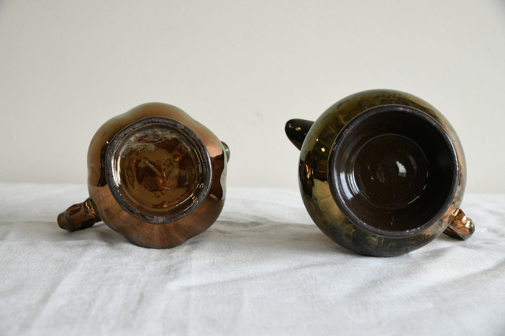 2 x Antique Copper Lustre Jugs