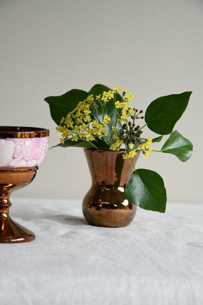 Copper Lustre Goblets & Small Vase