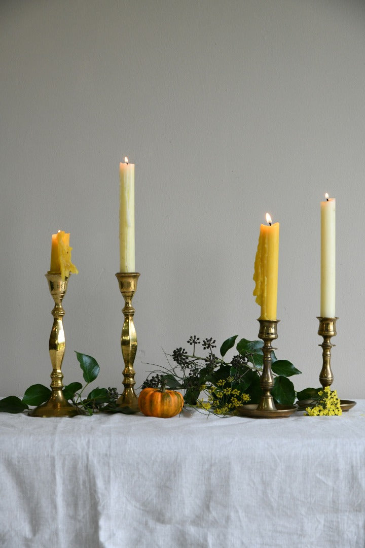 4 Vintage Brass Candlesticks