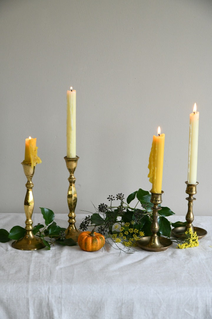 4 Vintage Brass Candlesticks