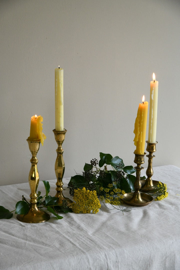 4 Vintage Brass Candlesticks